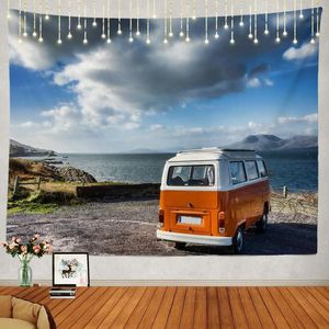 Tapisseries Vintage camping-car grande tapisserie sauvage façon Bus Hippie décorations murales chambre style de vie couverture