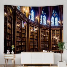 Tapisseries bibliothèque vintage tapisserie mur suspendu magie vieilles livres librairies imprimées beaux tissus décorations de maison