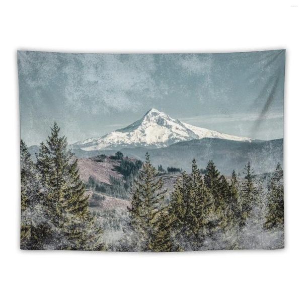 Tapisseries Vintage Mount Hood Oregon en détresse forêt et montagnes tapisserie Anime décor drôle chambre Design mignon