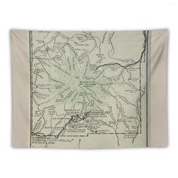 Tapisses Vintage Mount Rainier National Park Map (1919) Tapestry Tapte pour la salle de paramètres décorant esthétique