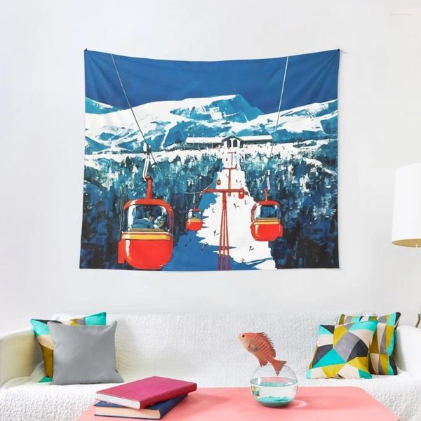 Tapisseries Vintage Stowe gondole hiver voyage Ski affiche tapisserie noël 2024 décoration murale