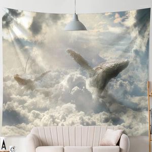 Tapestries Wall Art Tapestry Tapestry Interior Whale in the Sky Painting Decor for Room Decoration Wallpapers Year's Esthetic Home Y2K