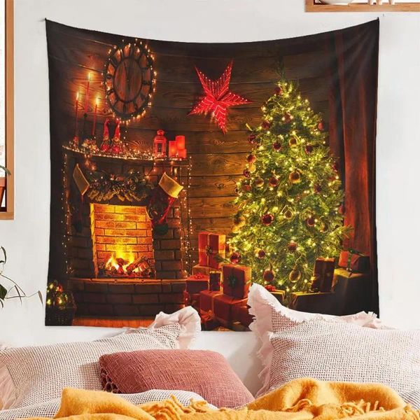 Tapices Decoración de la pared Tapestry Holiday Bedroom Bohemian Christmas Árbol Festivo para la sala de chimenea
