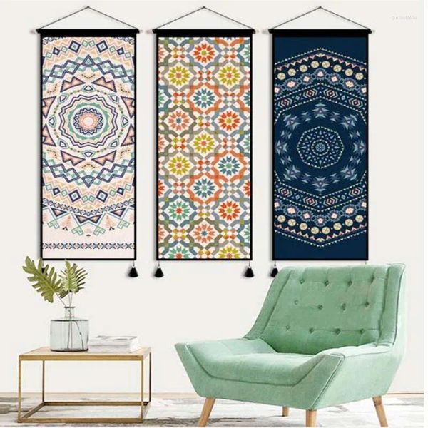 Tapisseries tenture murale tapisserie Boho défilement peinture toile impression photos Art pour chambre Mandala décoratif