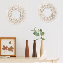 Tapisseries Miroirs muraux Cadre frangé Tapisserie pour la décoration de miroir Tissé à la main Mandala Macramé Cérémonie Toile de fond Chambre Décor à la maison