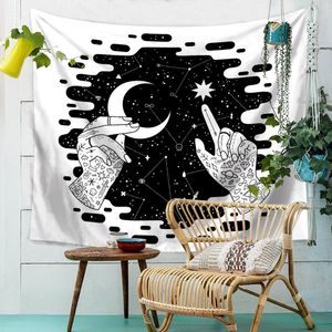 Tapestries Wall Tapestry Opknoping Hippie Wave Mountain Moon Decor Gobelin Tapiz Boho Mandala Doek