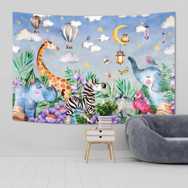 Tapisseries murales aquarelle bébé Animal, jolis tapis suspendus, couverture de canapé, décorations de chambre d'enfants, 200x150cm
