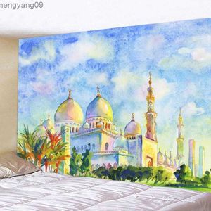 Tapestries waterverfschildering islam decoratie ramadan eid decor ramadan mubarak kareem tapijtwand hangen achtergrond achtergrond tafelkleed r230817