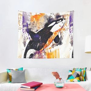 Tapisseries baleines aquarelle peinture de tapisserie de tapisserie à la pièce décor des décorations murales pour chambre à coucher