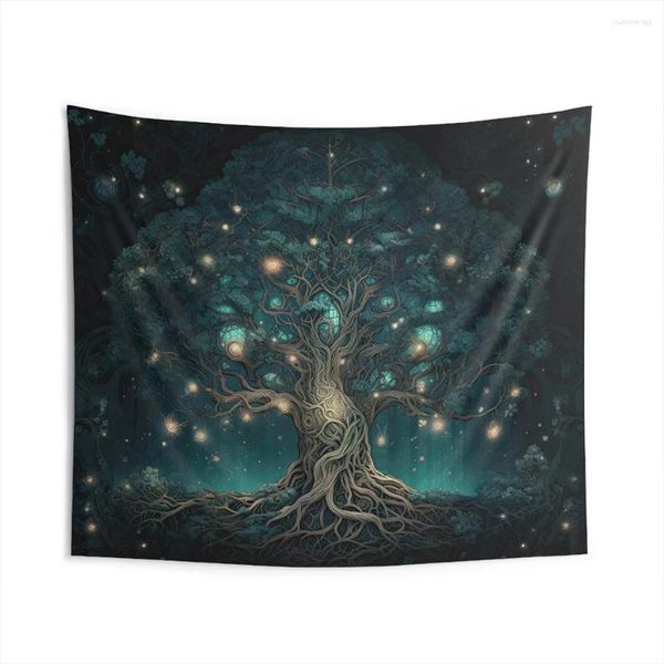 Tapisseries fantaisistes arbre de vie de la vie tapisserie brillante esthétique rêve autel de méditation de méditation de méditation yoga studio décoration