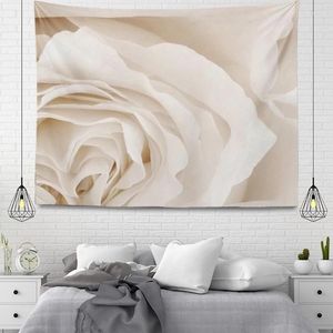 Tapisseries fleurs blanches motif tapisserie mur suspendu grand tissu automne simple nordique boho plante décoration de chambre à coucher