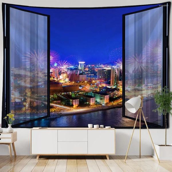 Tapisseries Paysage du paysage imprimé Tapestry accroché sur la salle de paramètres Art Decoration Hippie Bohemian Home Yoga Feuilles