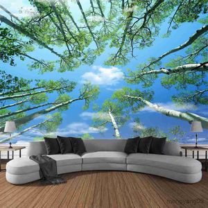 Tapisseries ciel en bois tapisserie belle couverture murale de paysage naturel kawaii chambre de yoga housse de canapé de tapis peut être personnalisé R230811