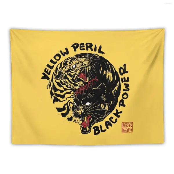 Tapadiques Yellow Peril soutient les accessoires de décoration de salle de tapisserie noire esthétique pour murale murale