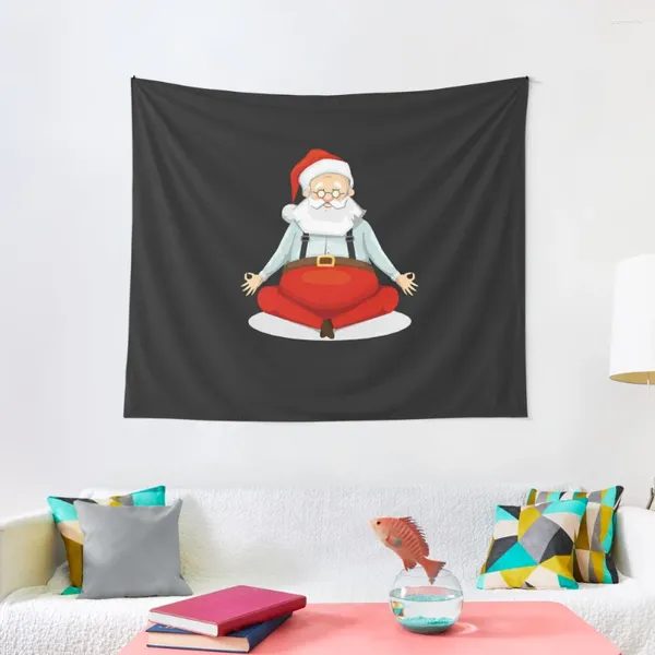 Tapisseries Yoga Noël Père Noël Pose Drôle Tee Cadeau Amoureux Idée Tapisserie Tenture Murale Mignon Chambre Choses