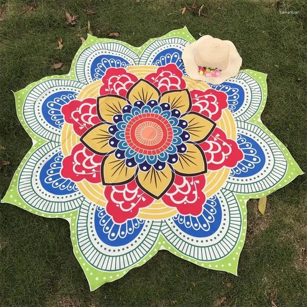 Tapisseries yoga rond mat mandala tapisserie lotus bohemian fleur châle imprimée de châle