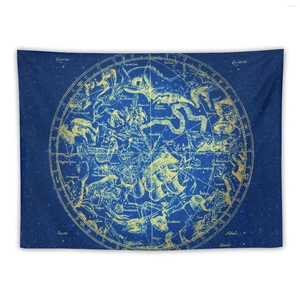 Tapisseries signe étoile du zodiaque carte de Constellation jaune sur bleu tapisserie infini décor Anime décorateurs de maison