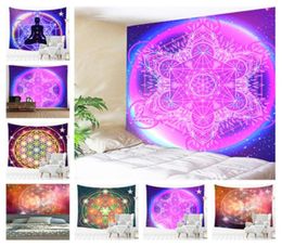 Tapestry Art Psychedélico Galaxia Elegante Metatron039s Cubo Sacred Geométrico Impreso Tapestería Decoración colgante de pared HO6604885311