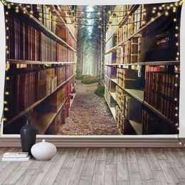 Tapestry boekenplank Tapestry Abstract Design Vintage Library Forest Academic the