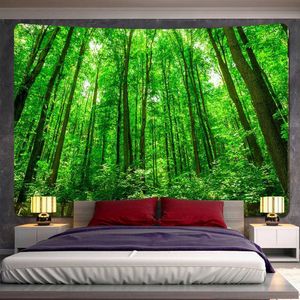 Tapestry Forest Print Tapestries Hippie Tranquil Boho Wall Hanging Home Decor Slaapkamer Ruimte Grote maat achtergrond R0411
