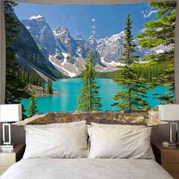 Tapestry Mountain Forest Lake Tapestry goedkope natuurlijke landschap muur hangende kunst