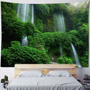 Tapisserie tapisseries verte cascade naturelle grande jungle paysage mur suspendu mandala home décor hippie boho mur décor suspendu tissu r0411