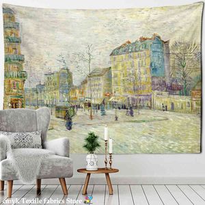 Tapestry Vibrant City View Van Gogh Painting Carpet Wall Hanging Tapez Hippie A
