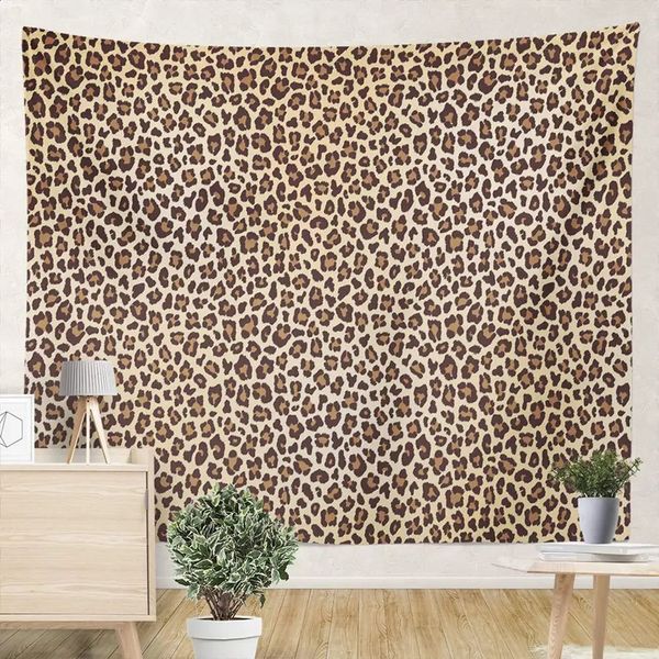 Tapisserie sauvage Brown Animaux Leopard Animaux sauvages vivant pour chambre Dormitory Mur suspendu Tapestry Art Decorations 240321