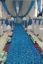 Tapis Rose New 356m Longueur Satin Tissu 3d Rose Flower Aisle Runner Mariage Curtain de tapis Curtain Party Force Decoration11844776