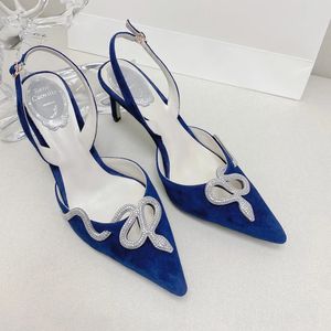 Tara Slingback Sandalen Avondschoenen echt leer 75mm pumps Dames Hakken Jurk Schoen mode puntige tenen Stiletto Hakken Luxe Ontwerpers Fabriek