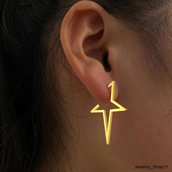 Pendientes de acero inoxidable chapados en oro de 18K sin deslustre, pendientes Punk de gran estrella de Moda Gótica a la moda para mujer, joyería 2023