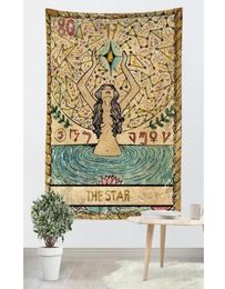 Tarotkaart Old Vintage Tapestry Tapestry Witchcraft Astrology Star Moon Goddess Sea Nimf Mermaid Bed Decoratie Decoratie Wall Doek Y2003242354431