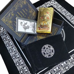 Tarot Card Plastic Gold Gift Box Set Luxe Feuille d'or Estampage PVC Étanche Résistant à l'usure Jeu de société Carte Divination 240223