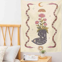 Tarot Prophecy Witchcraft Sun en Moon Godin Tapestry Boheemse esthetische kamer Ecor Wall Taps Schermen voor muurschildering J220804