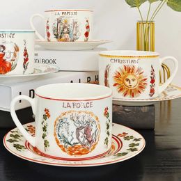 Tasses à café de Style Tarot, soucoupes en forme d'étoile, vaisselle en céramique, ensemble de tasses à thé, style Ins pour le thé de l'après-midi, 240328