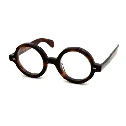 Grosses lunettes optiques à rond pour hommes pour hommes Rétros Designer Fiche de mode Lunes acétate Cadre d'élasticité détaillée Style de lentille lumineuse anti-bleue avec boîte