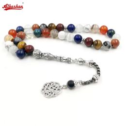 Tasbih 12 Perles de pierre de pierre de pierre naturelle naturelle Perles de prière musulmane Eid Ramadan Gift Islamic Rosaire Arabe Misbaha Accessoires à portée de main 240410