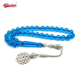 Tasbih Blue Resin Muslim Gift Rosary Bead Islamitisch Gebed kralen Arabische sieraden Misbaha 33Beads Turkse sieraden Bracellets Gift240403