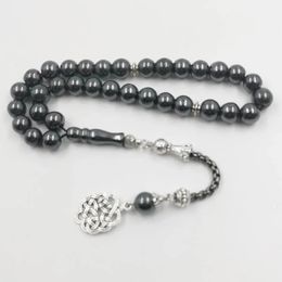Tasbih Style d'hématite naturelle Misbaha Perles de prière musulmane Bracelet de pierre de pierre islamique pour Eid Adha Bijoux arabe 240408