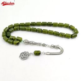 Tasbih – Bracelet musulman péridot naturel Misbaha, cadeau islamique, pompon 33 45 66 99 100, bijoux chapelet fait à la main, 240315