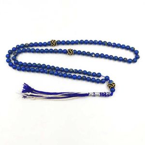 Tasbih perles de prière 99 pierre bleue à l'intérieur de la coquille naturelle fait à la main dinde gland musulman Misbaha chapelet perles islamique Eid cadeau F1211