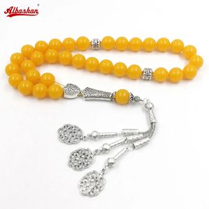 Tasbih Beads de resina amarilla Ambers color turco Accesorios de joyería Islámica Collar Rosario Bead Muslim Gift 240415