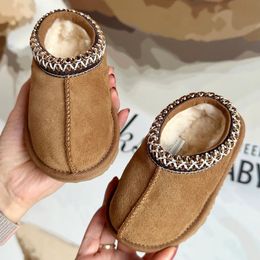 Tasman bébé bottes d'hiver concepteur enfants tout-petits pantoufles en cuir véritable châtaigne moutarde graine ultra mini chaussons de neige bottes de fourrure chaude