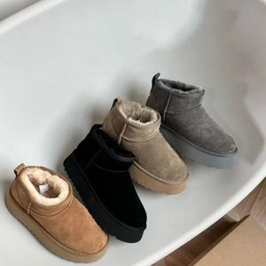 Tasman Boots Kastanje Bont Dia's Schapenvacht Shearling Tazz Nieuwe Muilezels Dames Heren Ultra Mini Platform Laars Slip-on Schoenen Suede Upper Herfst Winter Katoenen pantoffels