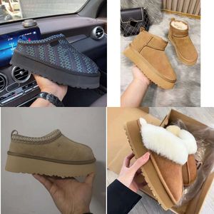 Tasman Maxi Designer Dames Slippers Sheepskin Bur Australia Mosterdzaad Ultra mini-platformlaarzen Slip-on cowhide Wool Winter Tazz