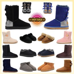 Tasman Slipper Australia Botas Mujer Invierno Fur Slides Tobillo Snow Boot Classic Mini Tobillo Media Rodilla Negro Rosa Rojo Gris Marrón Botines