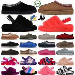 Peluche ouais glissade tasman slipper Australia Red Shoe Palace Poupied Hills Chestnut Moutard Seed Fourt Slippers Sheepskin Classic Slippers Shoes Flat Shoes Suede