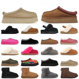 Australia semilla de mostaza Tasman Slipper Designer Mujer Tazz zapatillas Fluffy Fur ultra mini Plataforma bota australiana Mujer peluda peluda Botas de invierno botines de tobillo