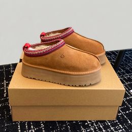 Tasman Slippers Australië Designer Laarzen Dames Heren Tazz Mosterdzaad Plate-forme Ultra Mini Boot Kastanjebont Slippers Schapenvacht Winter Outdoor Bruine Slip-on Schoenen