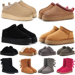 Tasman Slippers Australië Designer Slides Uggsboots Dames Tazz Slipper Bont Slide Harige Platform Schoenen Kastanje Ugh Seed Taz Winter Room House Ultra Mini Snowboots